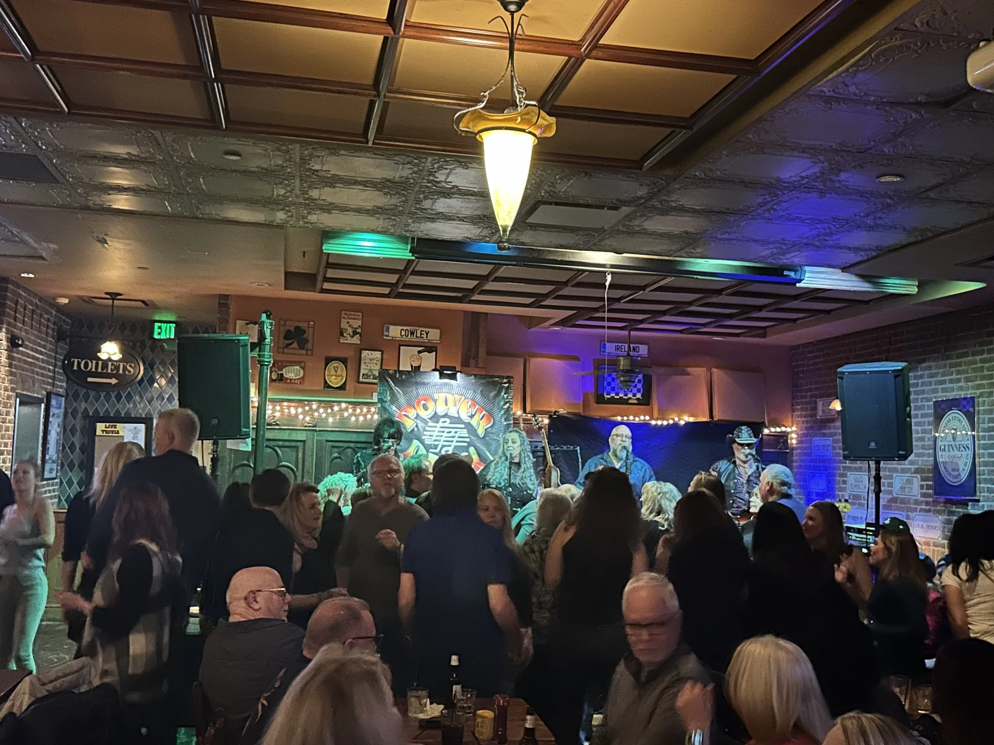 A crowd gathered for live music at Cowley's